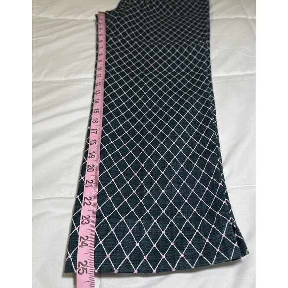 Ann Taylor The Cotton Crop Pants Green Pink Geometric Midrise Flat Front - Picture 10 of 14
